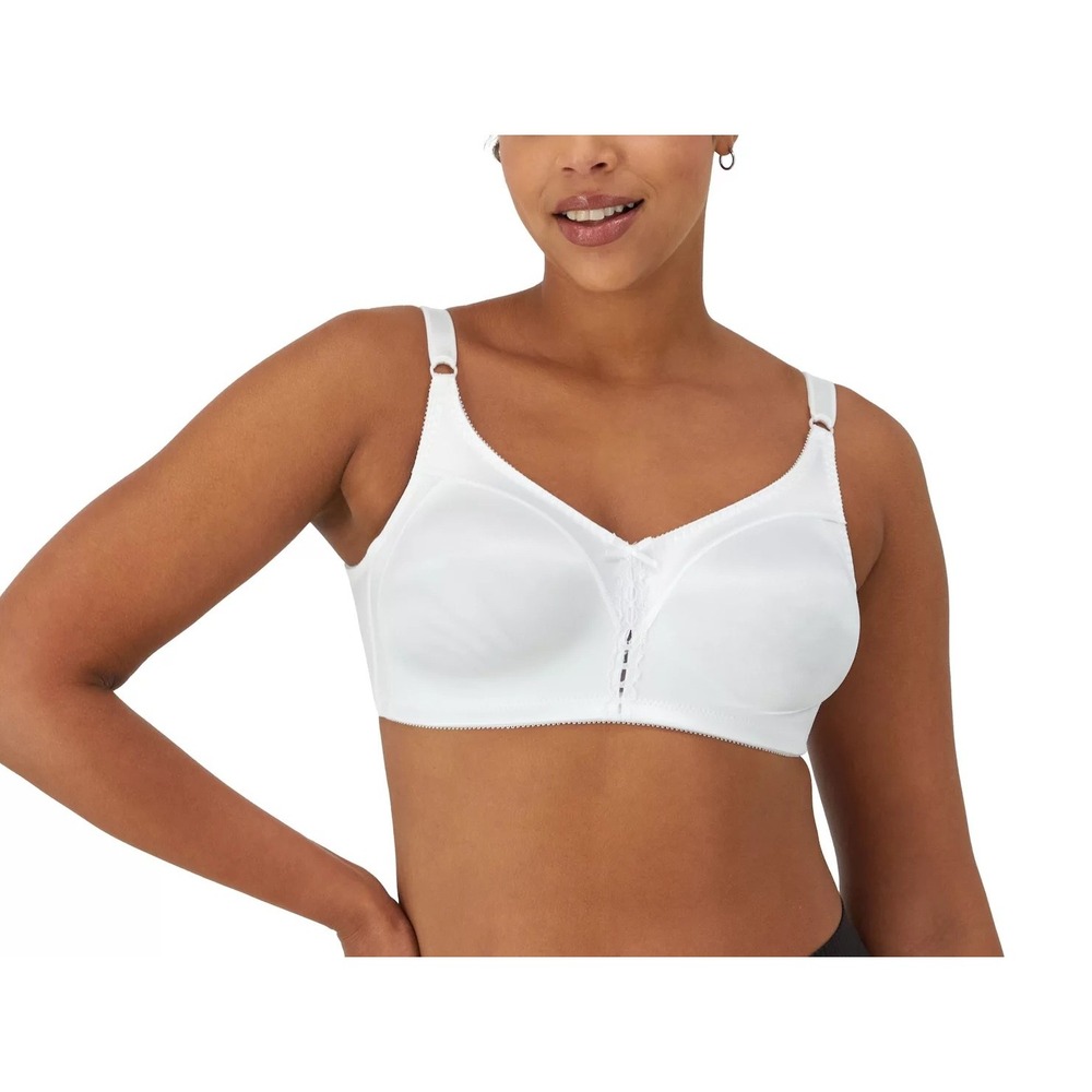 Bali Double Support Wirefree Bra Full Coverage White Lace Trim 42C Classic